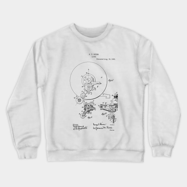 Lathe Woodworking Vintage Patent Hand Drawing Funny Novelty Gift Crewneck Sweatshirt by TheYoungDesigns